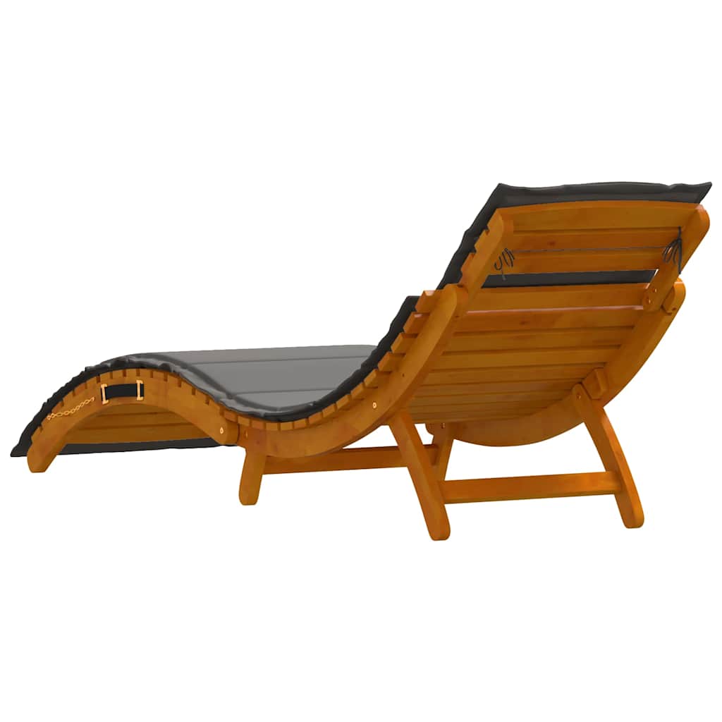 Sonnenliege mit Auflage Beige Massivholz Akazie