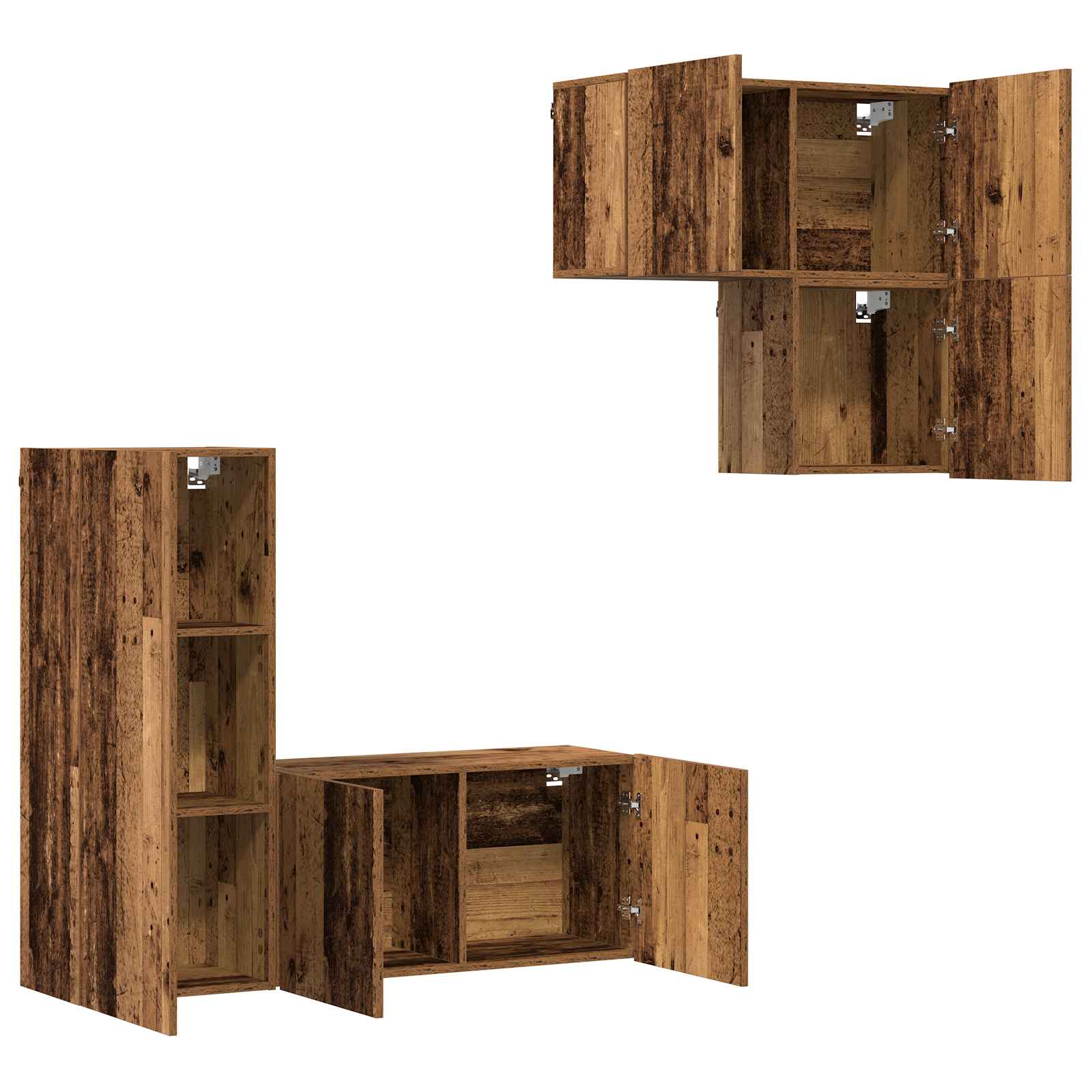 4-tlg. Wohnwand Weiß Holzwerkstoff