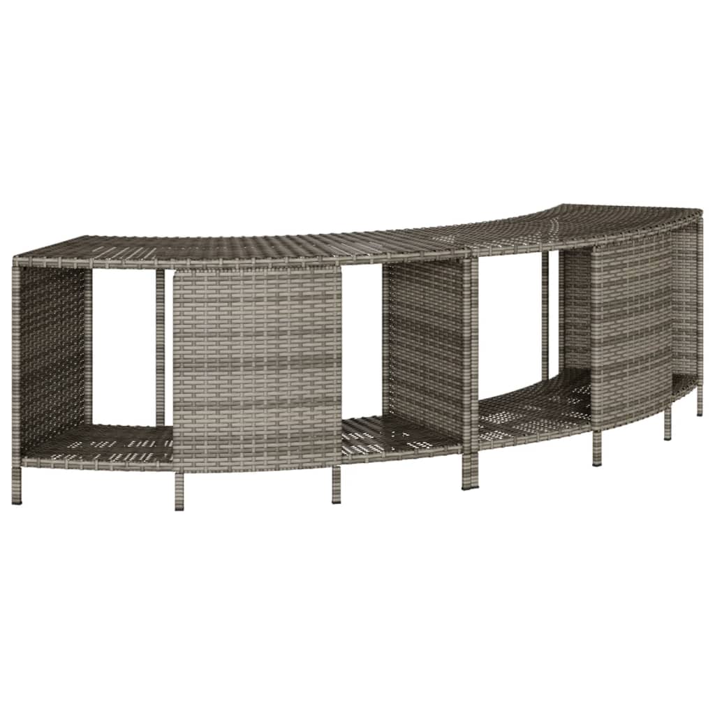 Whirlpool-Umrandung Schwarz Poly-Rattan und Massivholz Akazie