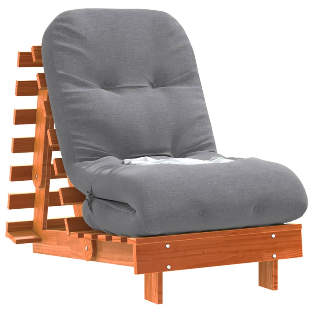 Futon Schlafsofa mit Matratze Braun 70x206x11 Massivholz Kiefer