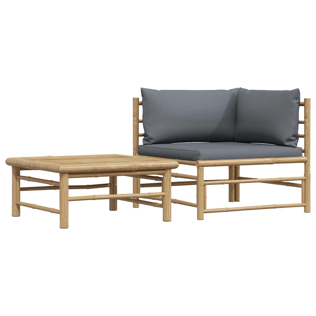 3-tlg. Garten-Lounge-Set mit Kissen Bambus