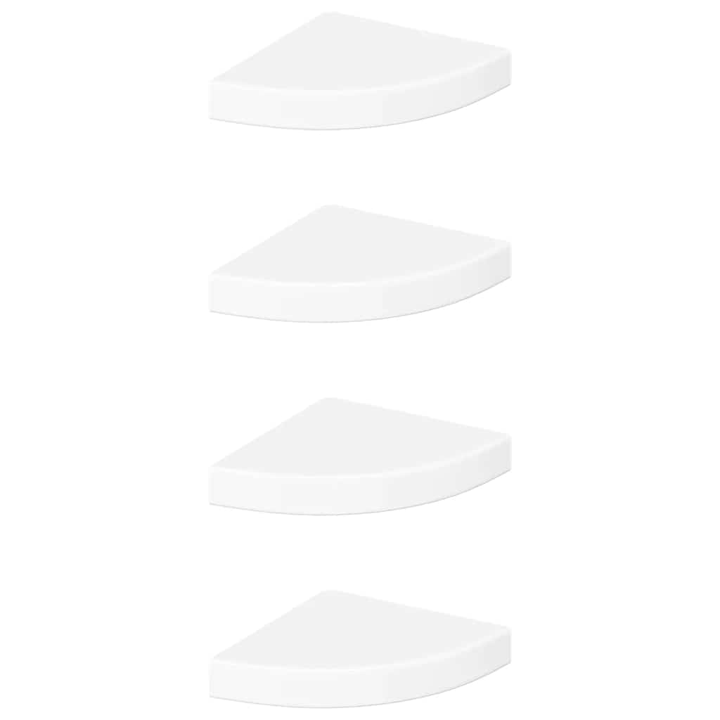 Schwebende Eckregale 2 Stk. Hochglanz-Weiß 25x25x3,8 cm MDF