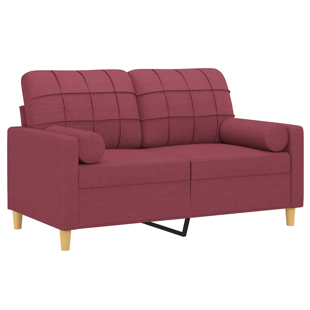 2-Sitzer-Sofa mit Zierkissen Braun 120 cm Stoff