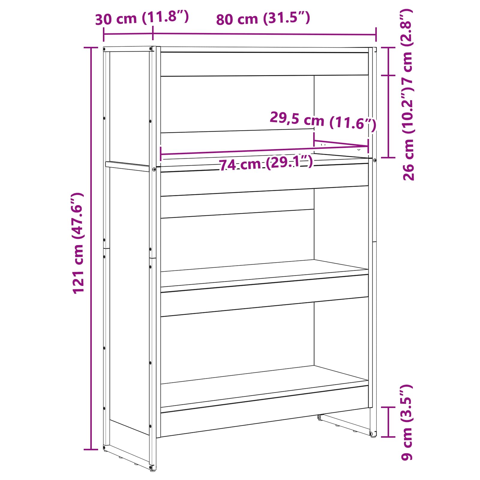 Bücherregal 2 pcs Schwarz Eichen-Optik 60 x 30 x 189,5 cm