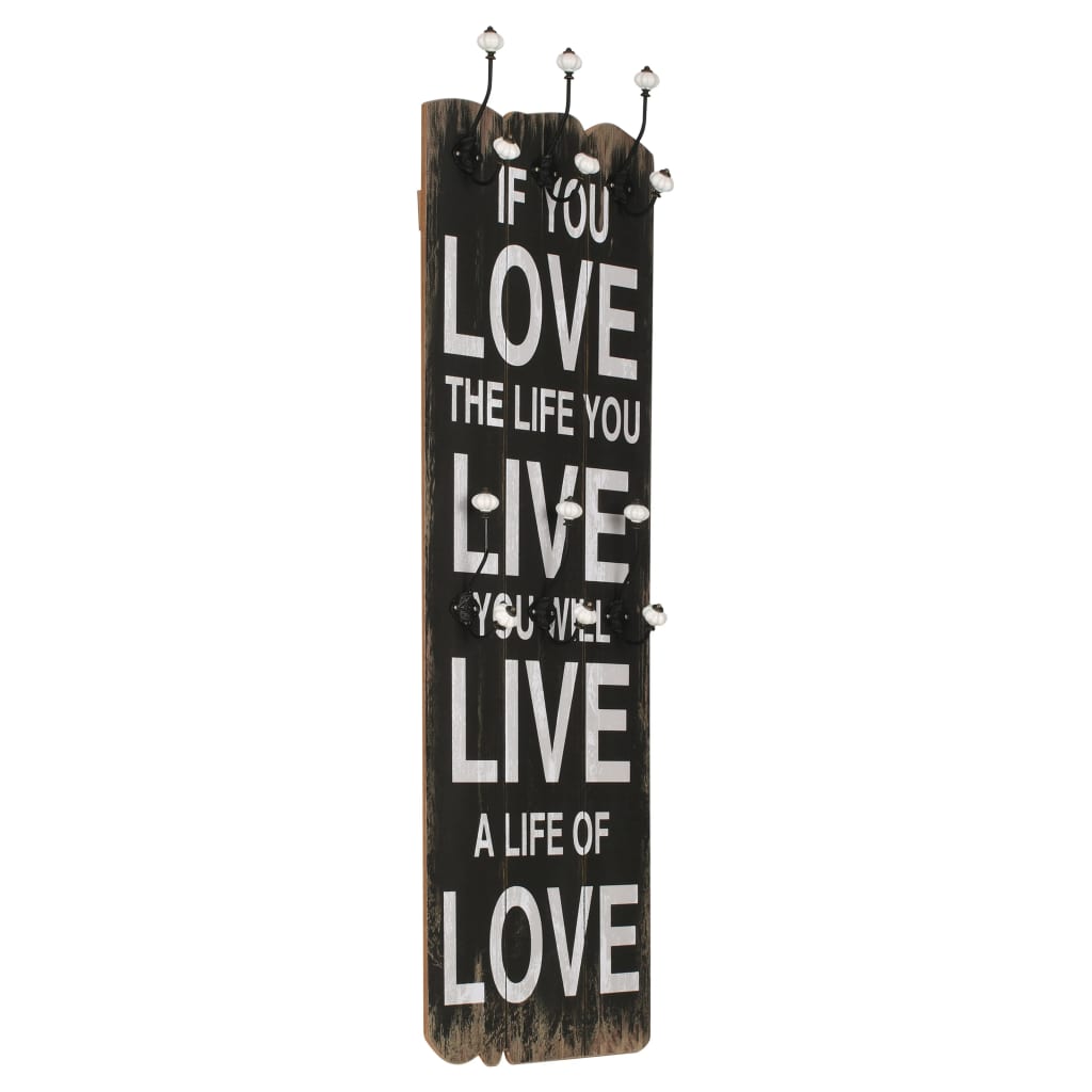 Wandgarderobe mit 6 Haken 120 x 40 cm "HOME IS