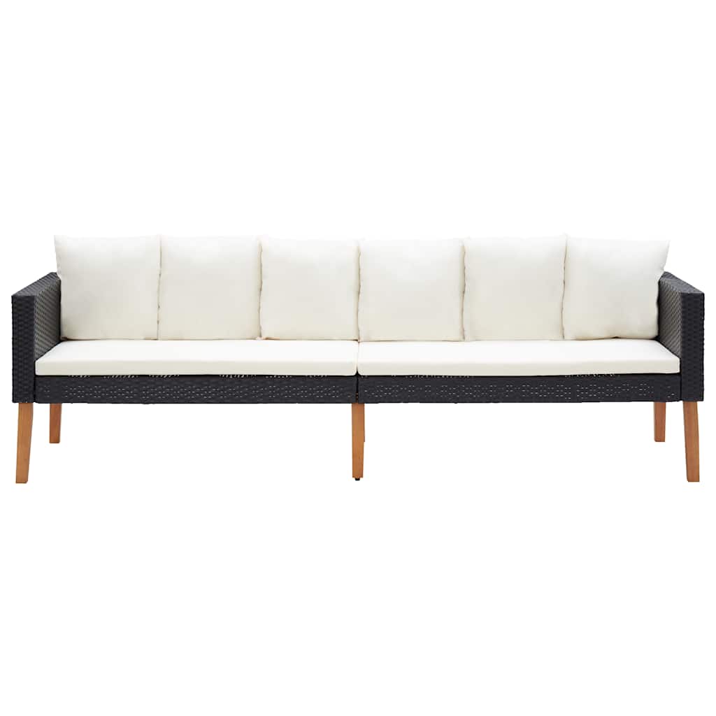 3-Sitzer-Gartensofa mit Auflagen Poly Rattan Beige