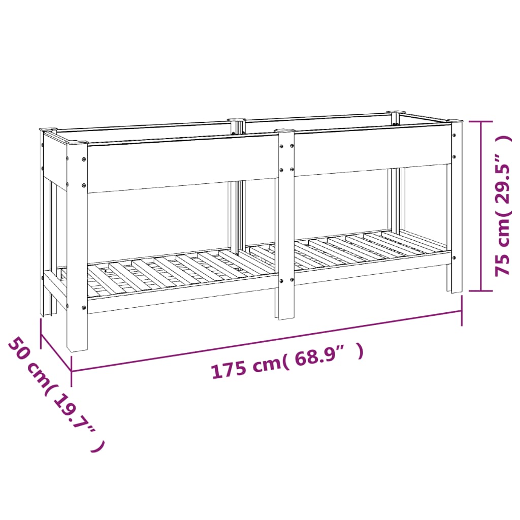 Garten-Hochbeet mit Ablage 50x50x90 cm WPC Grau