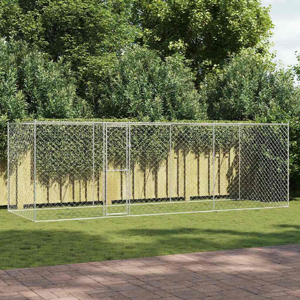 Hundezwinger mit Tür Grau 2x2x1,5 m Verzinkter Stahl