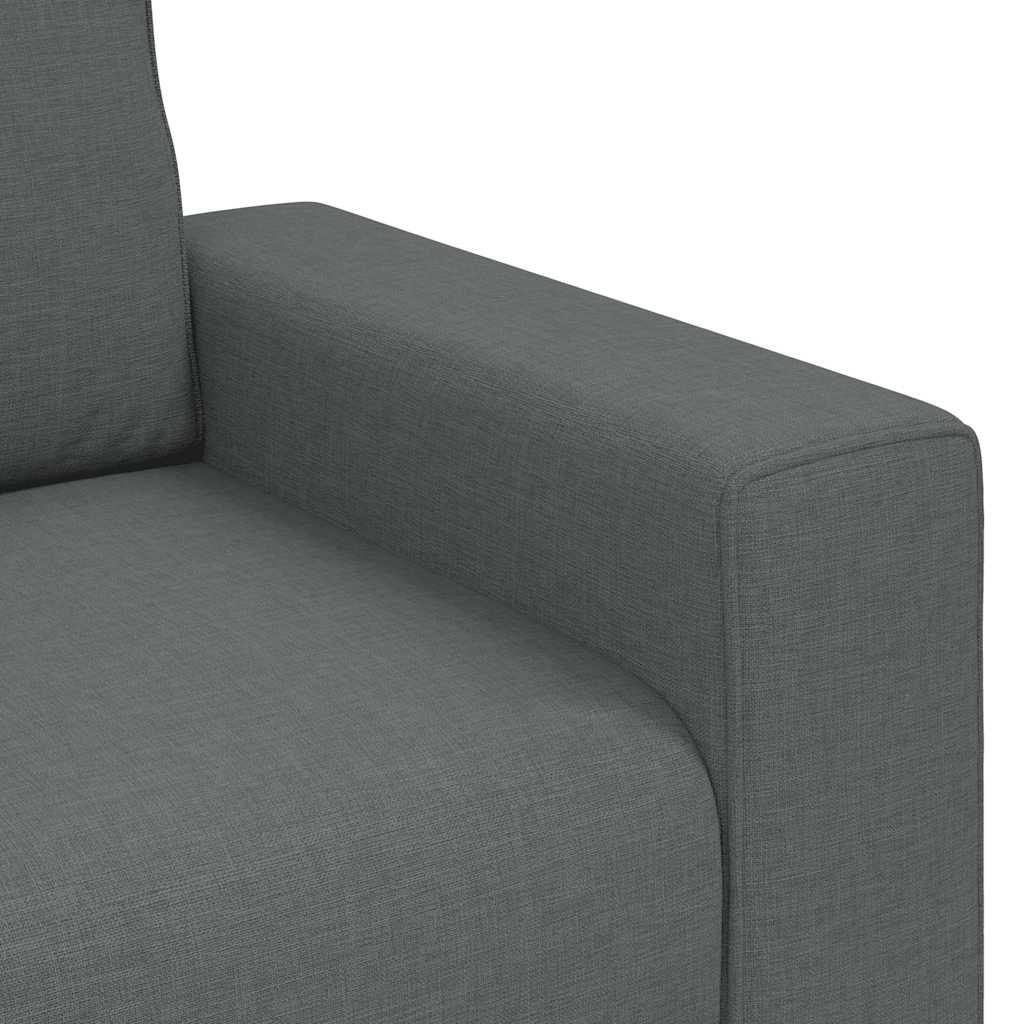 3-tlg. Sofagarnitur mit Kissen Hellgrau Stoff