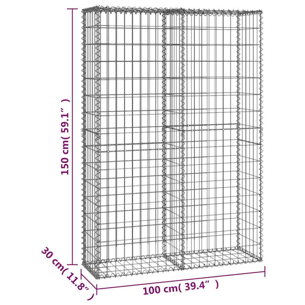 Steinkorb Gabione mit Deckeln Verzinkter Draht 100×30×30 cm