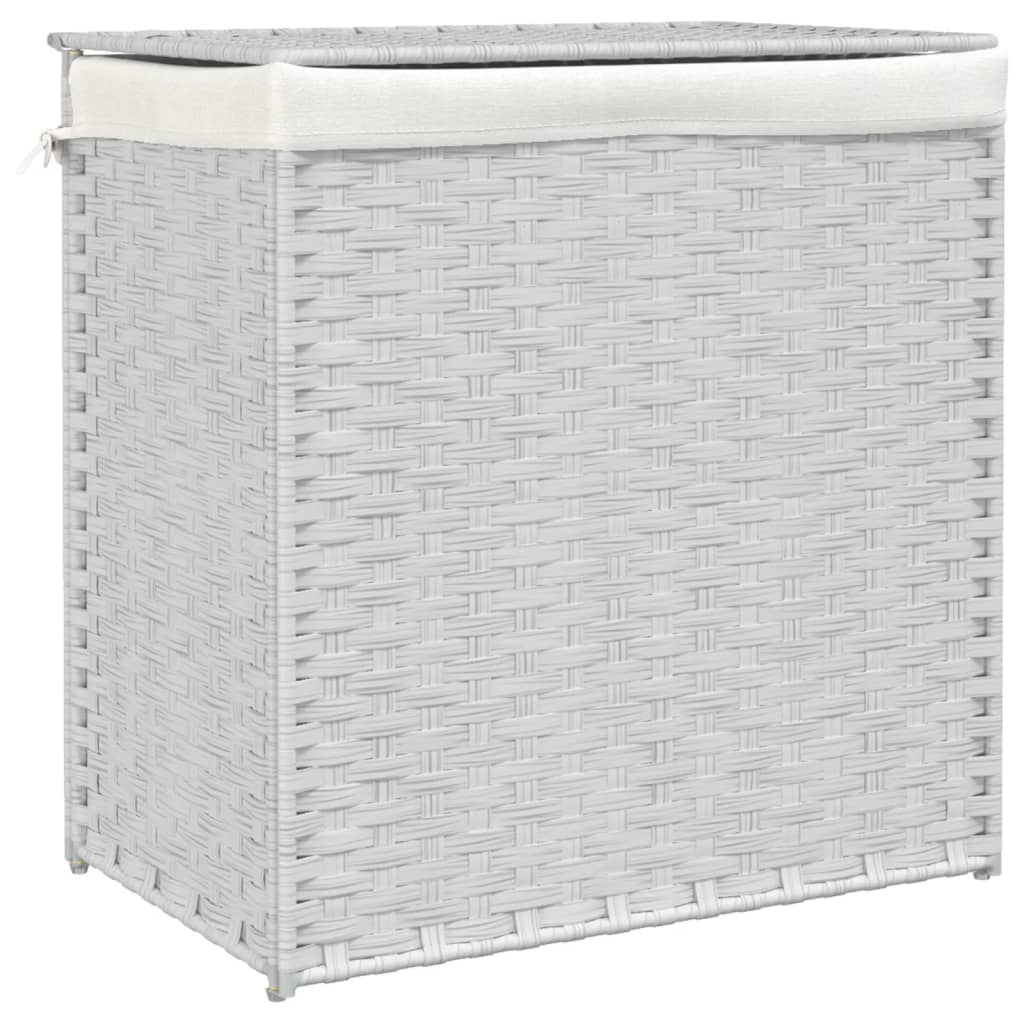 Wäschekorb mit 2 Fächern 53x35x57 cm Poly Rattan