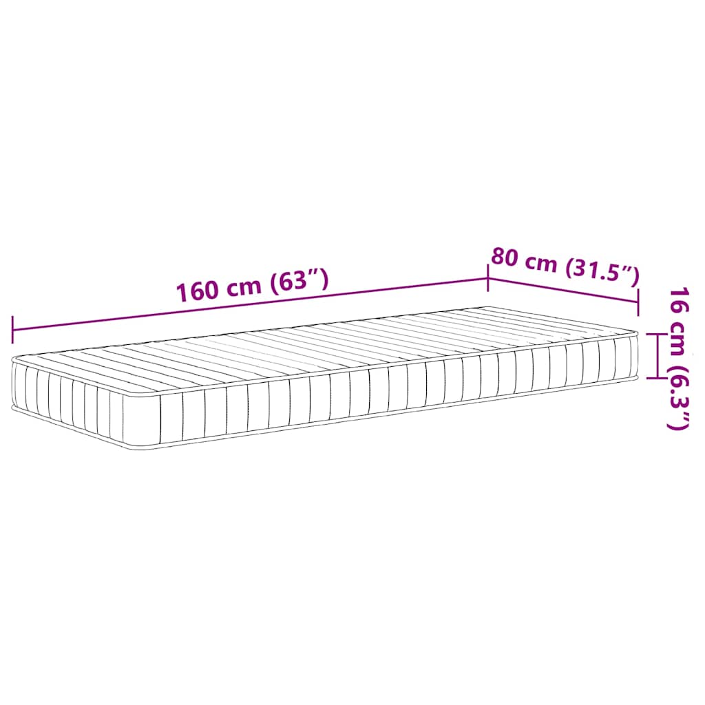 Matratze Schaumstoff Mittelweich 80x200 cm