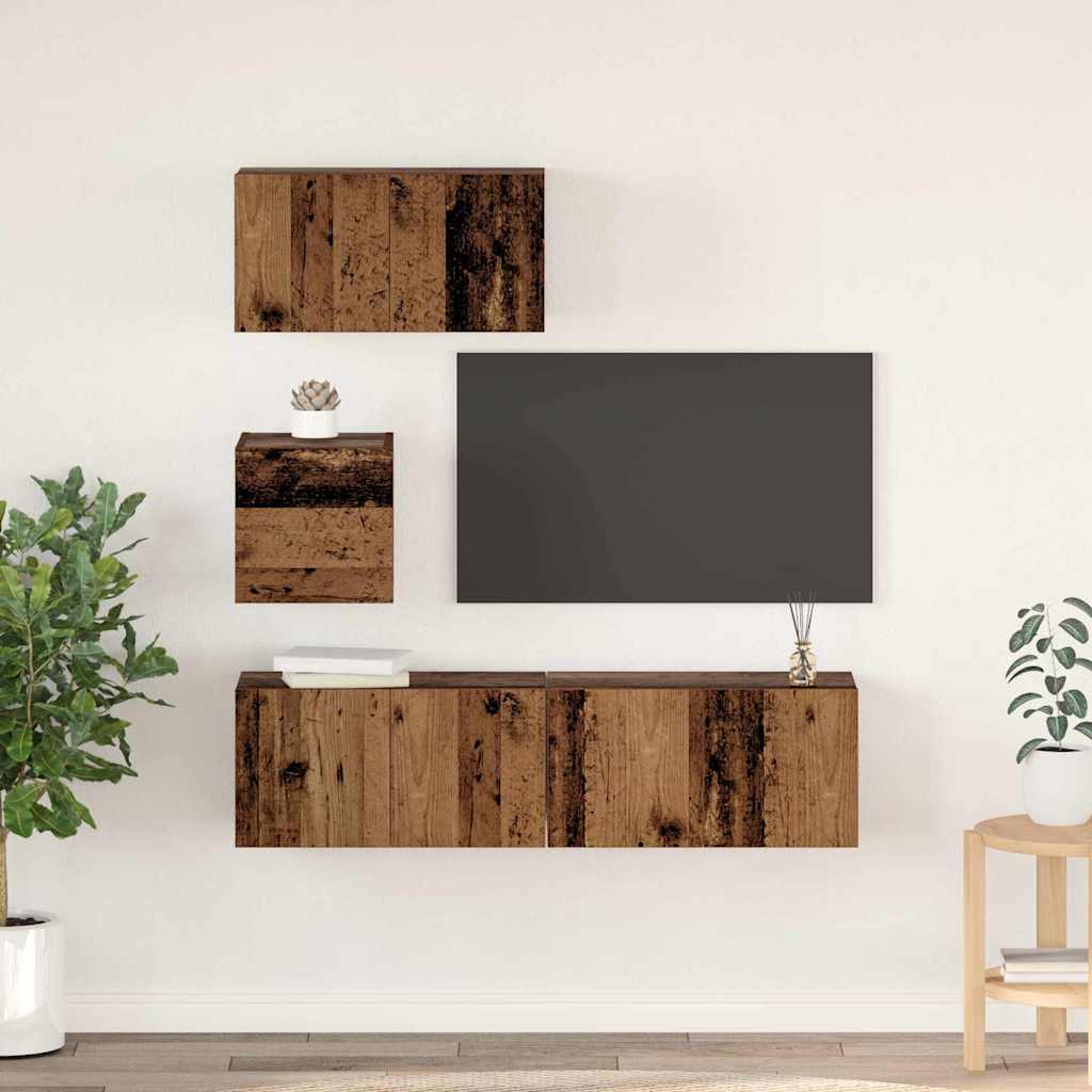 4-tlg. TV-Schrank-Set Weiß Holzwerkstoff