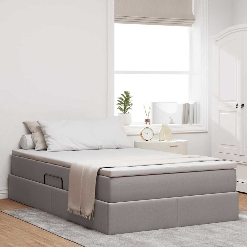 Aufbewahrungsbett mit Matratze Hellgrau 90 x 190 cm Polyester