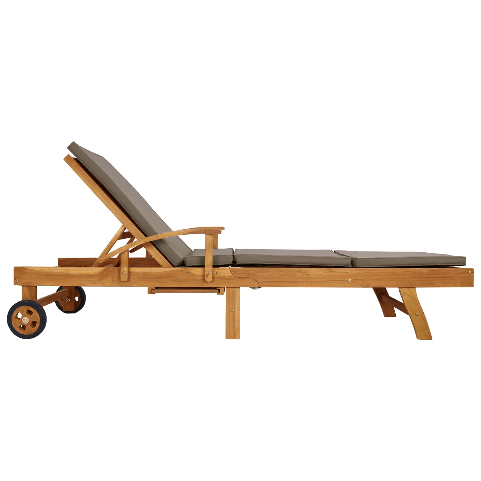Sonnenliege 1-Person Braun Massivholz Teak