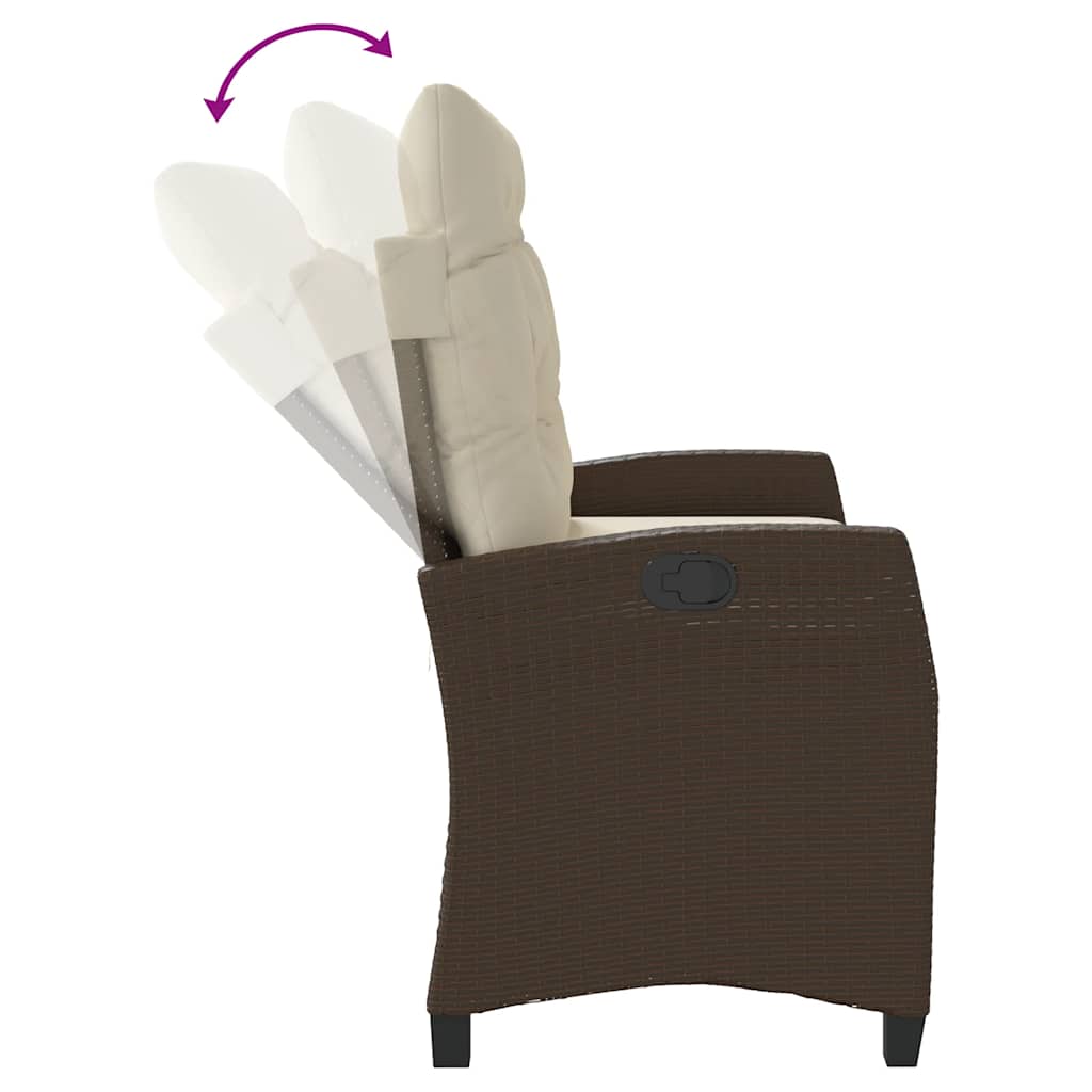 Gartenbank Verstellbar mit Kissen Schwarz Poly Rattan