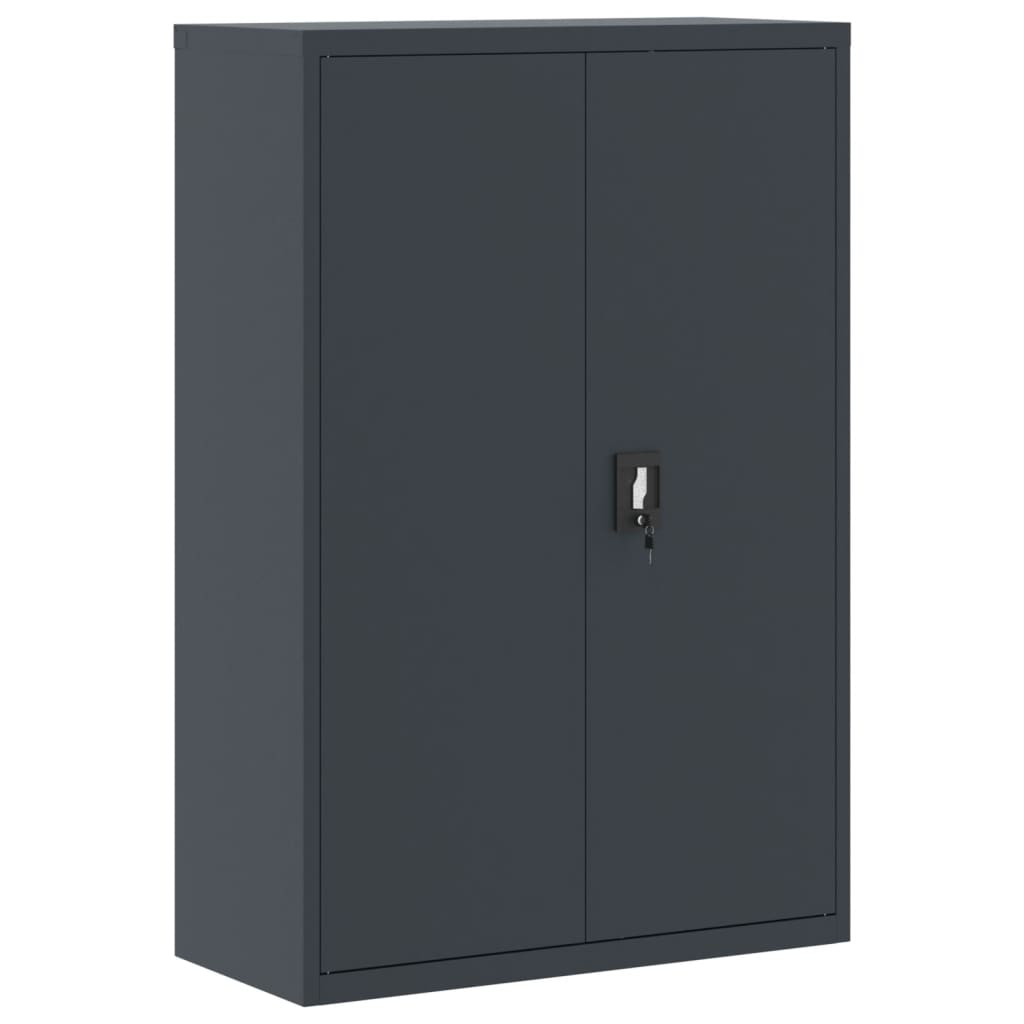 Aktenschrank mit 2 Türen Grau 90 cm Stahl