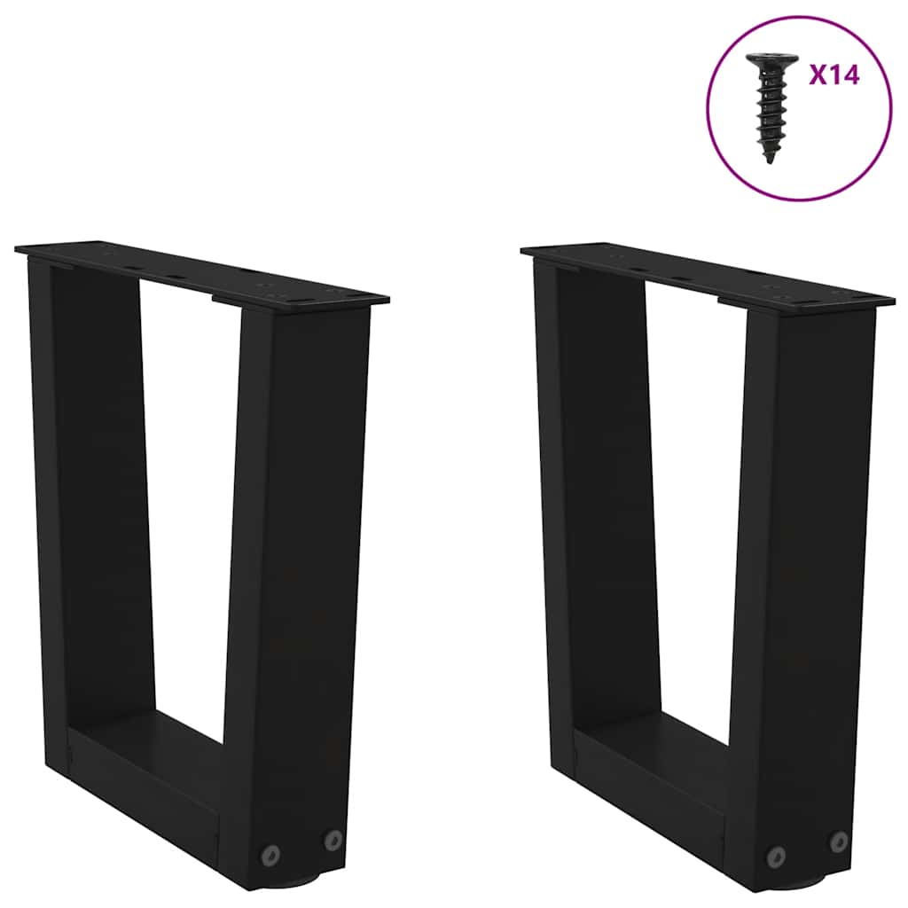Couchtischbeine V-Form 2 Stück Schwarz 30x(30-31,3) cm Stahl