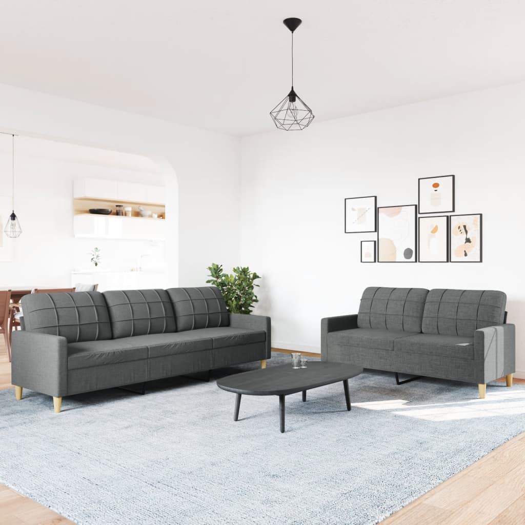 2-tlg. Sofagarnitur Hellgrau Stoff