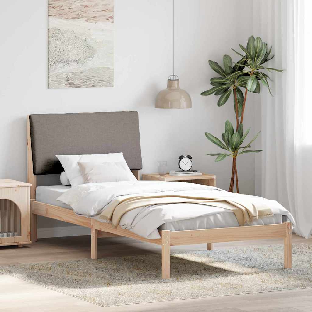 Bettgestell Braun und hellgrau 200 x 200 cm Massivholz Kiefer