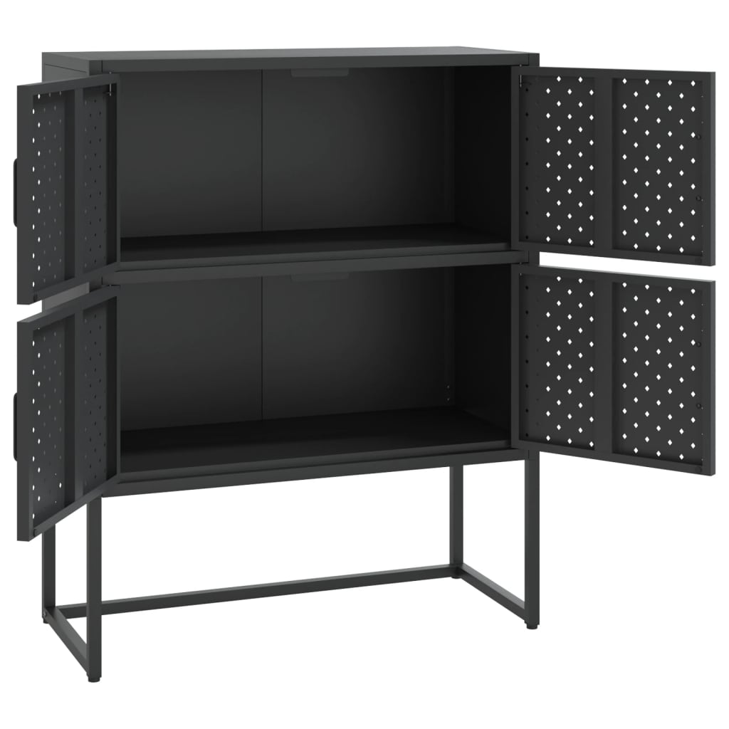 Highboard Schwarz 80x35x135 cm Stahl