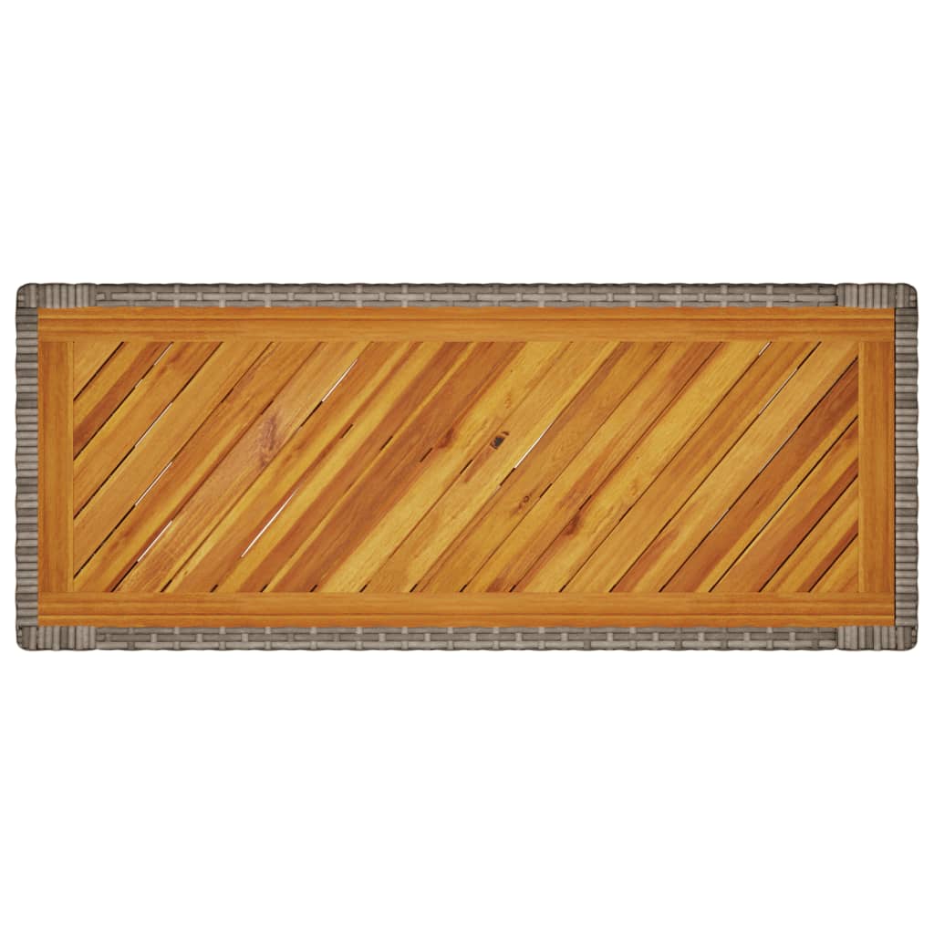 Garten-Beistelltisch mit Holzplatte Schwarz Poly Rattan