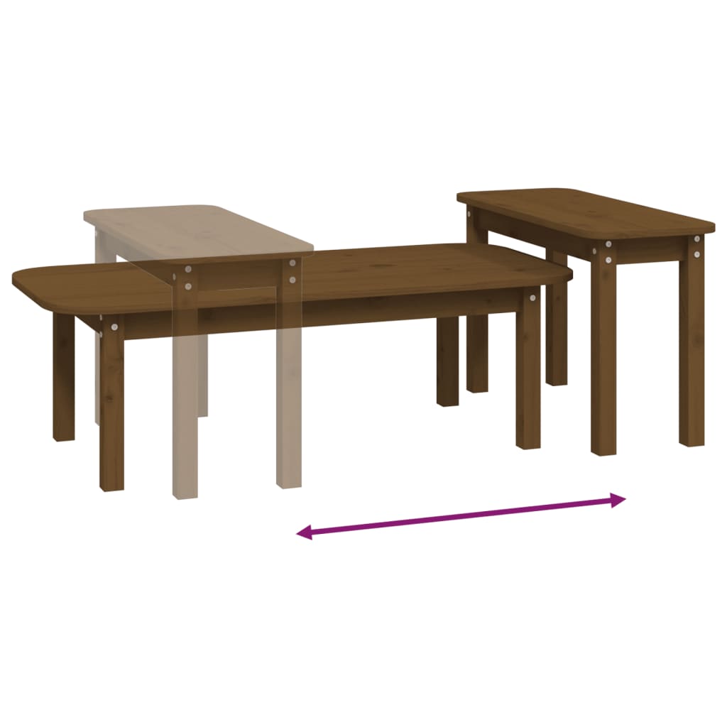 2-tlg. Couchtisch-Set Massivholz Kiefer