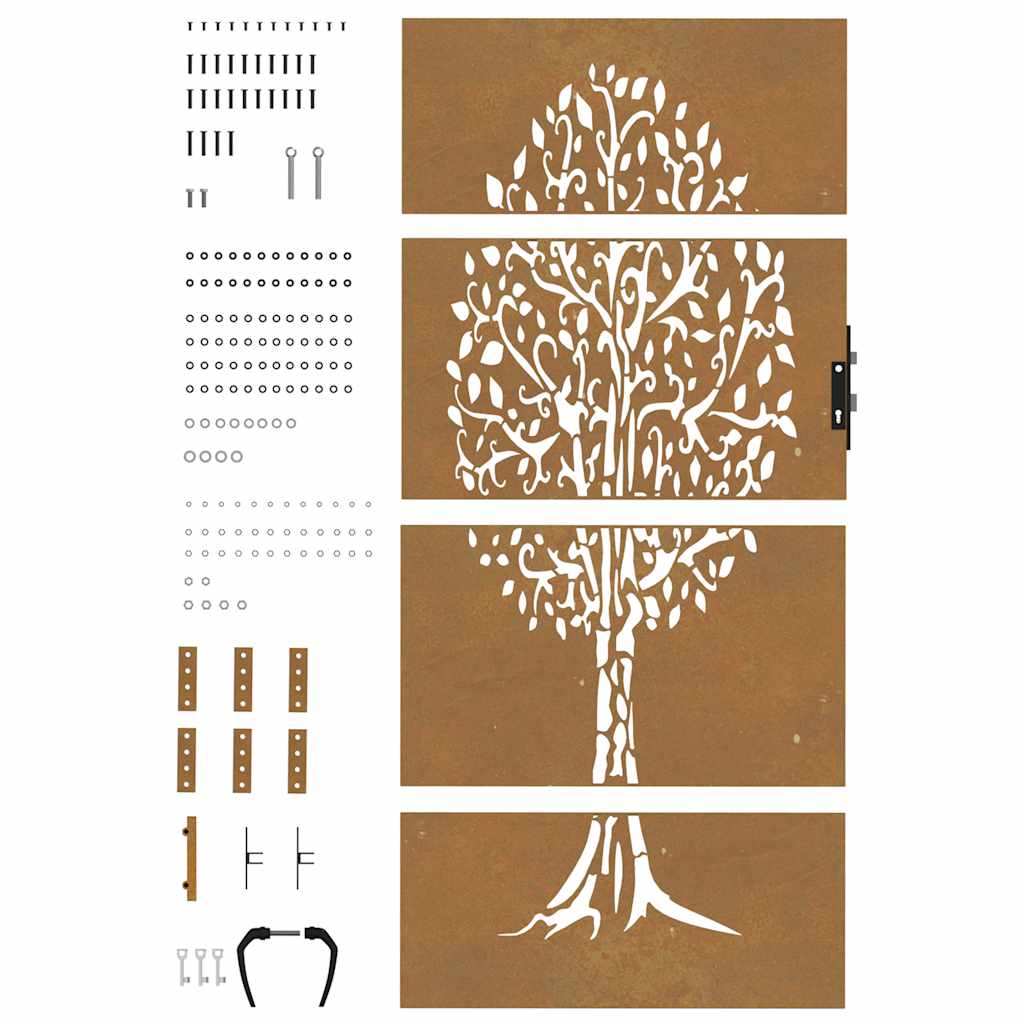 Gartentor 85x75 cm Cortenstahl Baum-Design