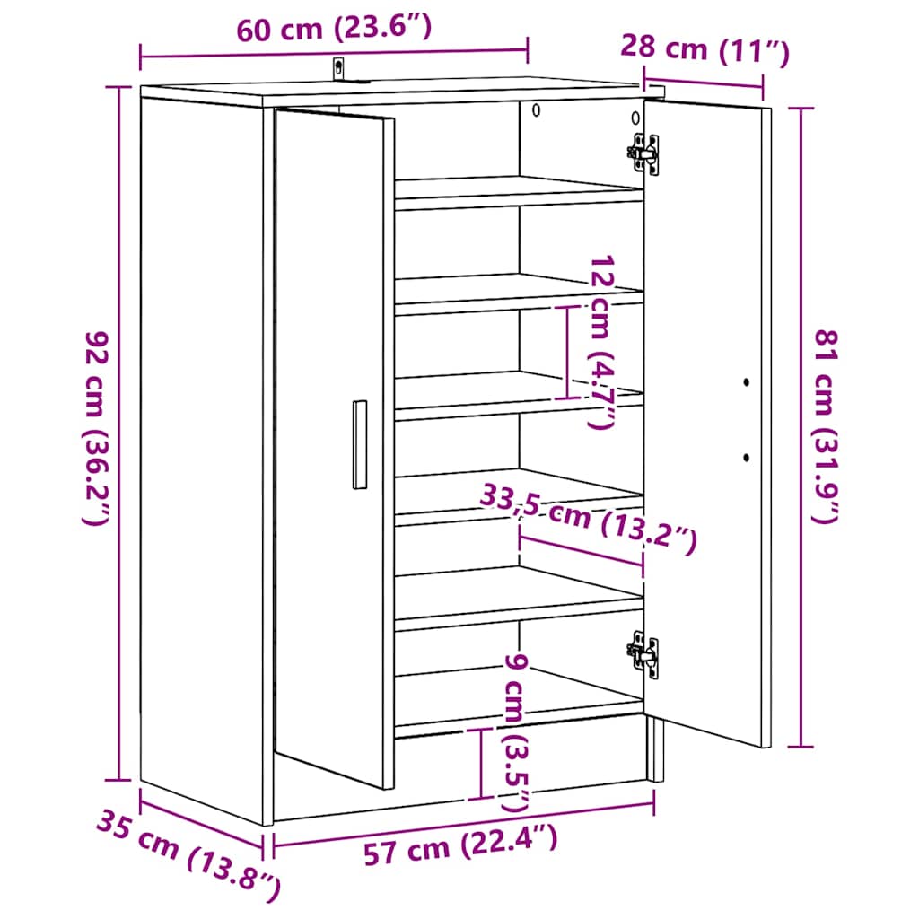 Schuhschrank Weiß 60x35x70 cm Holzwerkstoff