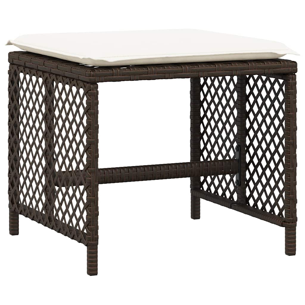 Gartenhocker mit Kissen 4 Stk. Schwarz 41x41x36 cm Poly Rattan