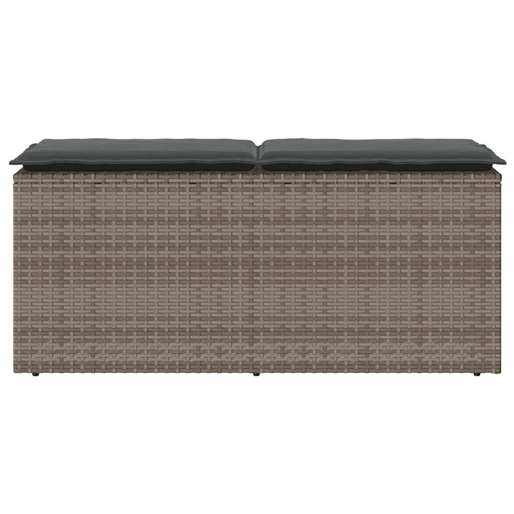 Gartenbank mit Kissen Schwarz 110x40x44 cm Poly Rattan