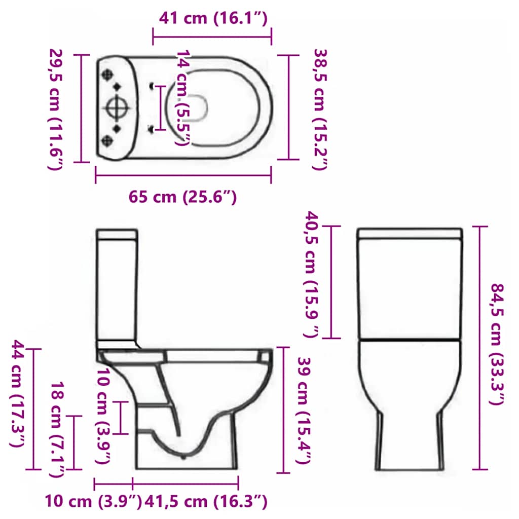 Keramik-Toilette Abgang Horizontal Schwarz