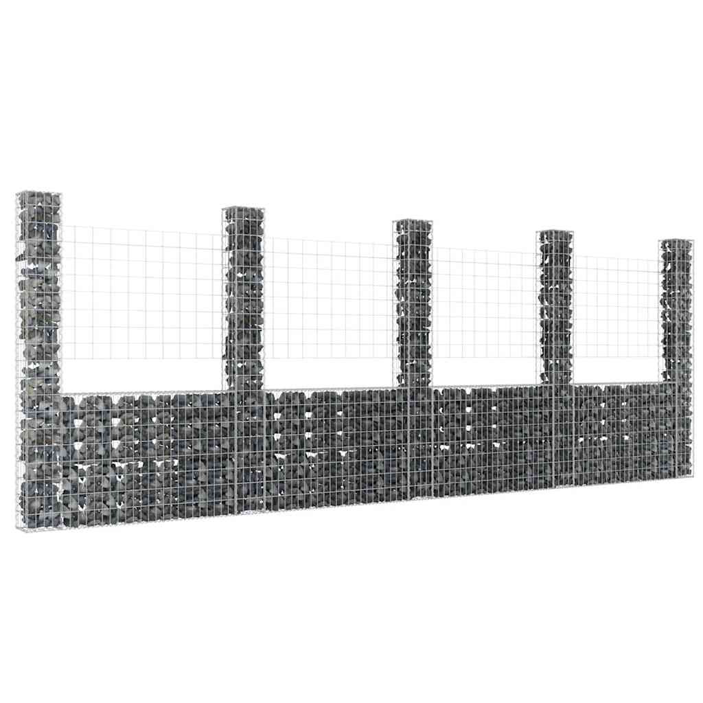 Gabionenkorb U-Form mit 2 Säulen Eisen 140x20x150 cm