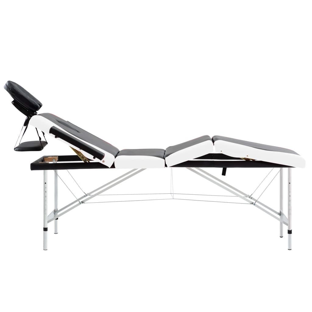 Massageliege Klappbar 4-Zonen Aluminiumgestell Schwarz und Rosa