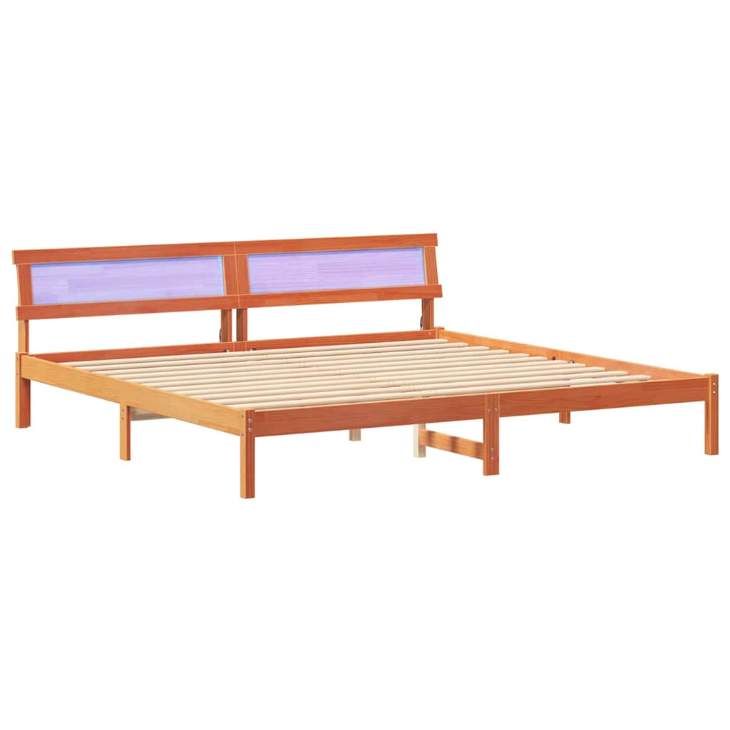 Bettgestell mit Kopfteil Braun 200 x 200 cm Massivholz Kiefer