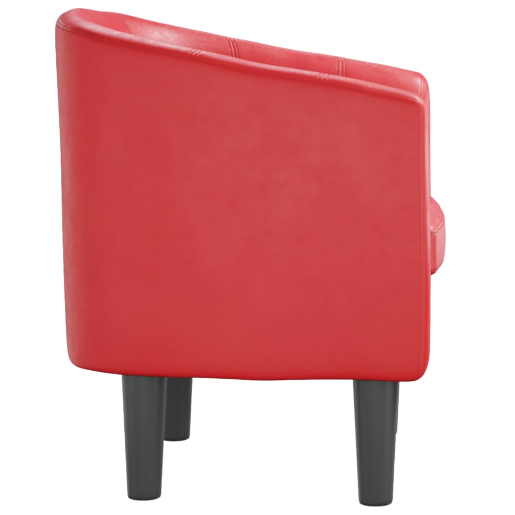 Clubsessel mit Fußhocker Weinrot Kunstleder