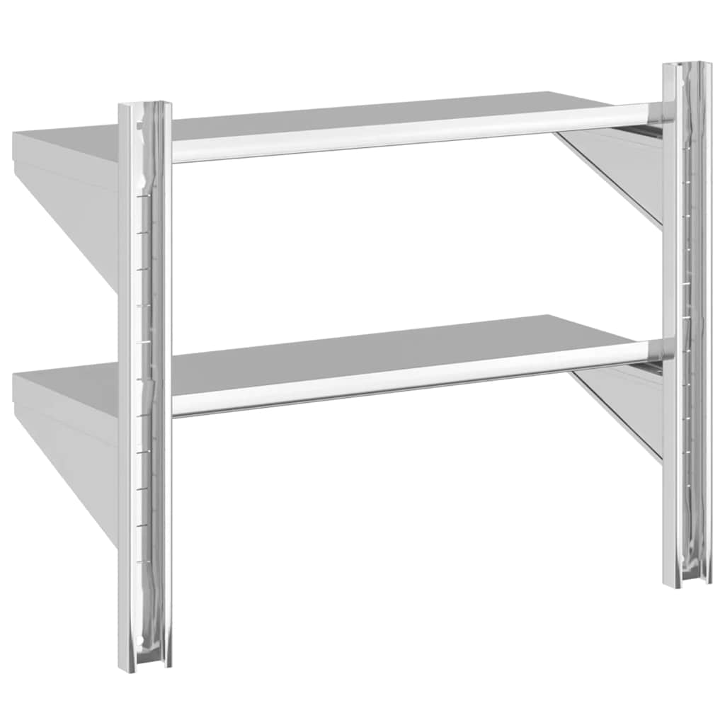 Wandregal mit 2 Böden 100x40x60 cm Silbern Edelstahl