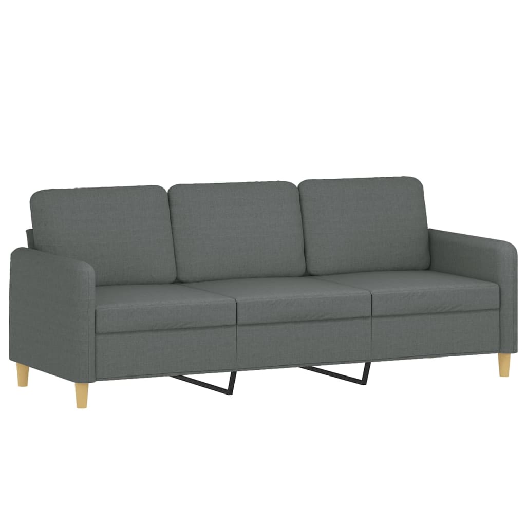3-tlg. Sofagarnitur mit Kissen Braun Stoff