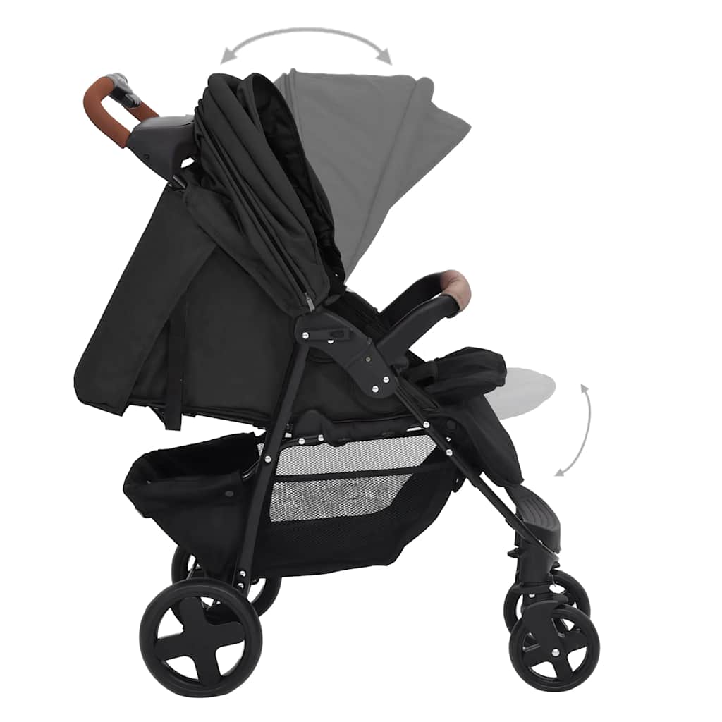 2-in-1 Kinderwagen Hellgrau Stahl