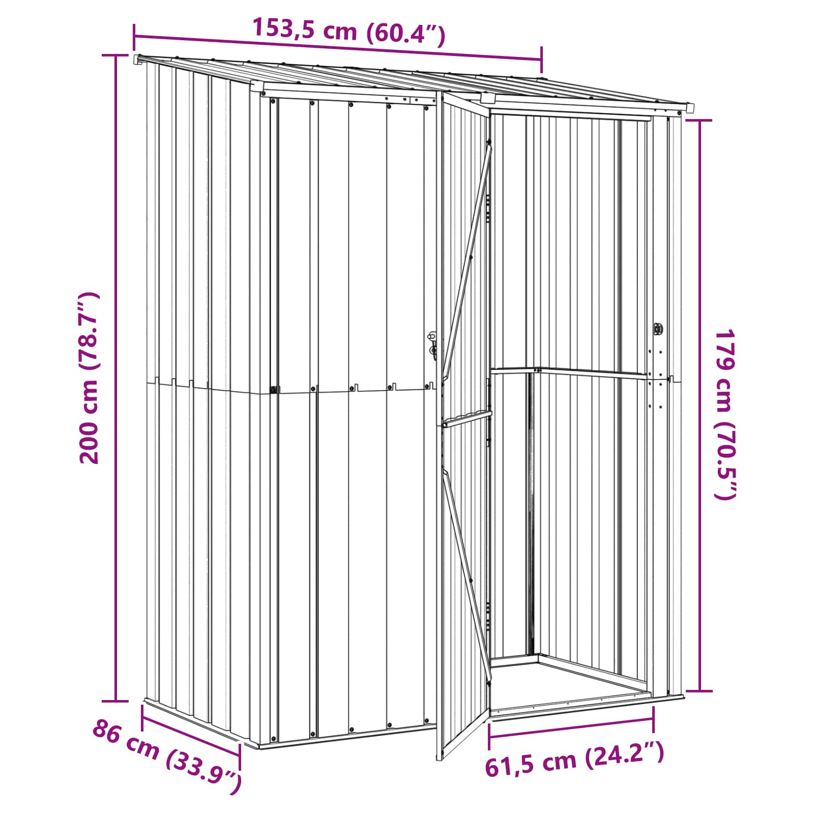 Gartenhütten Anthrazit 103 x 74 x 200 cm Metall
