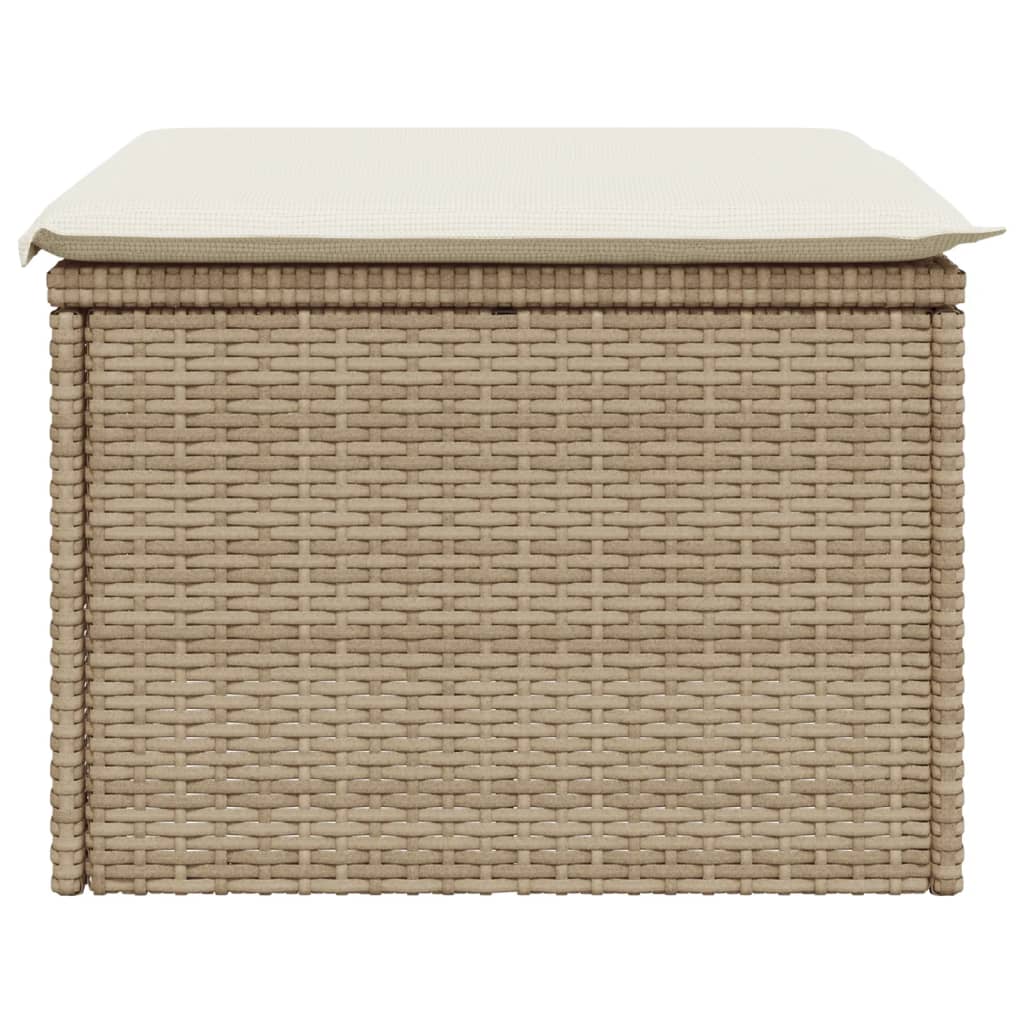 Gartenhocker mit Kissen Schwarz 55x55x37 cm Poly Rattan