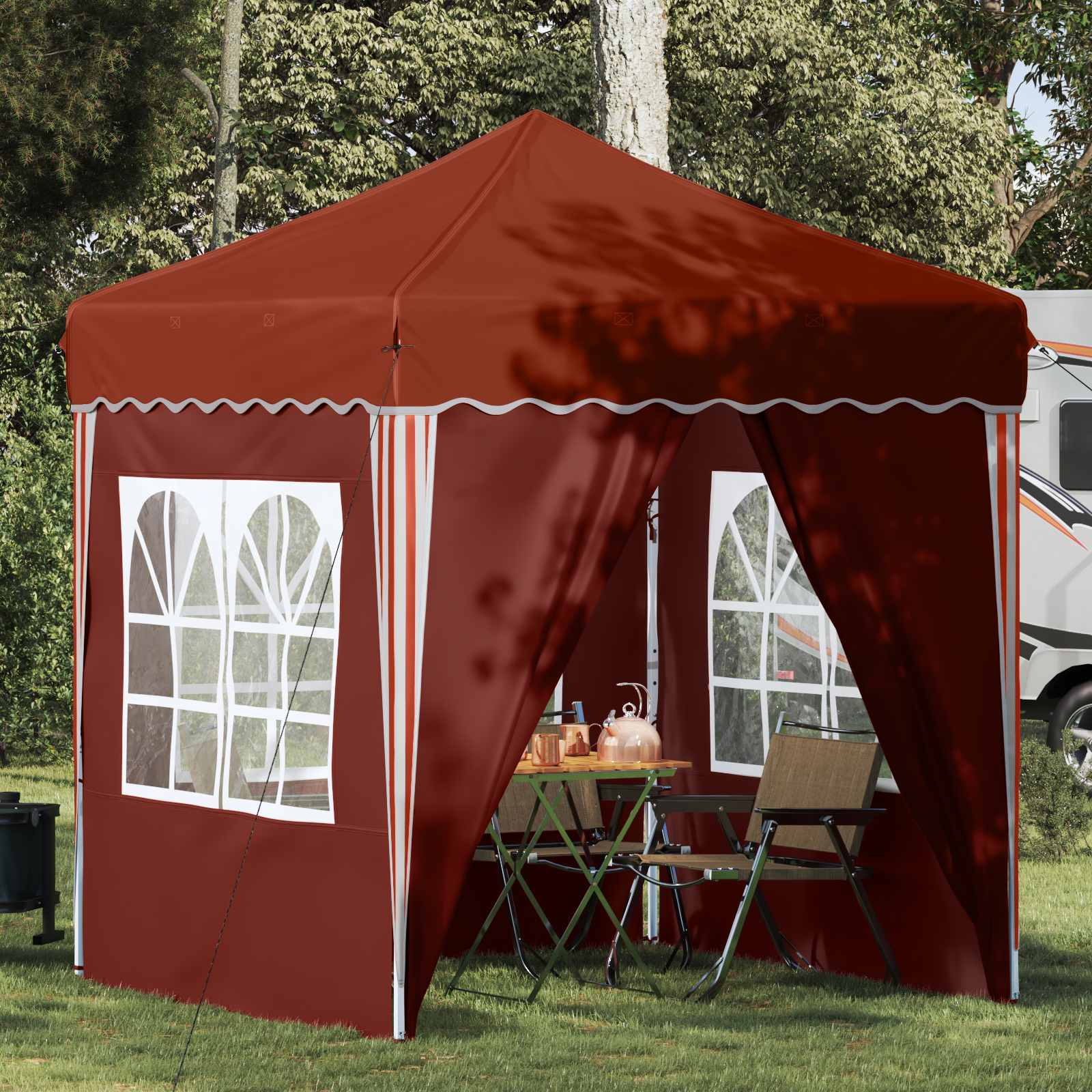 Pop-up Partyzelt 195 x 195 x 245 cm Creme Oxford-Stoff