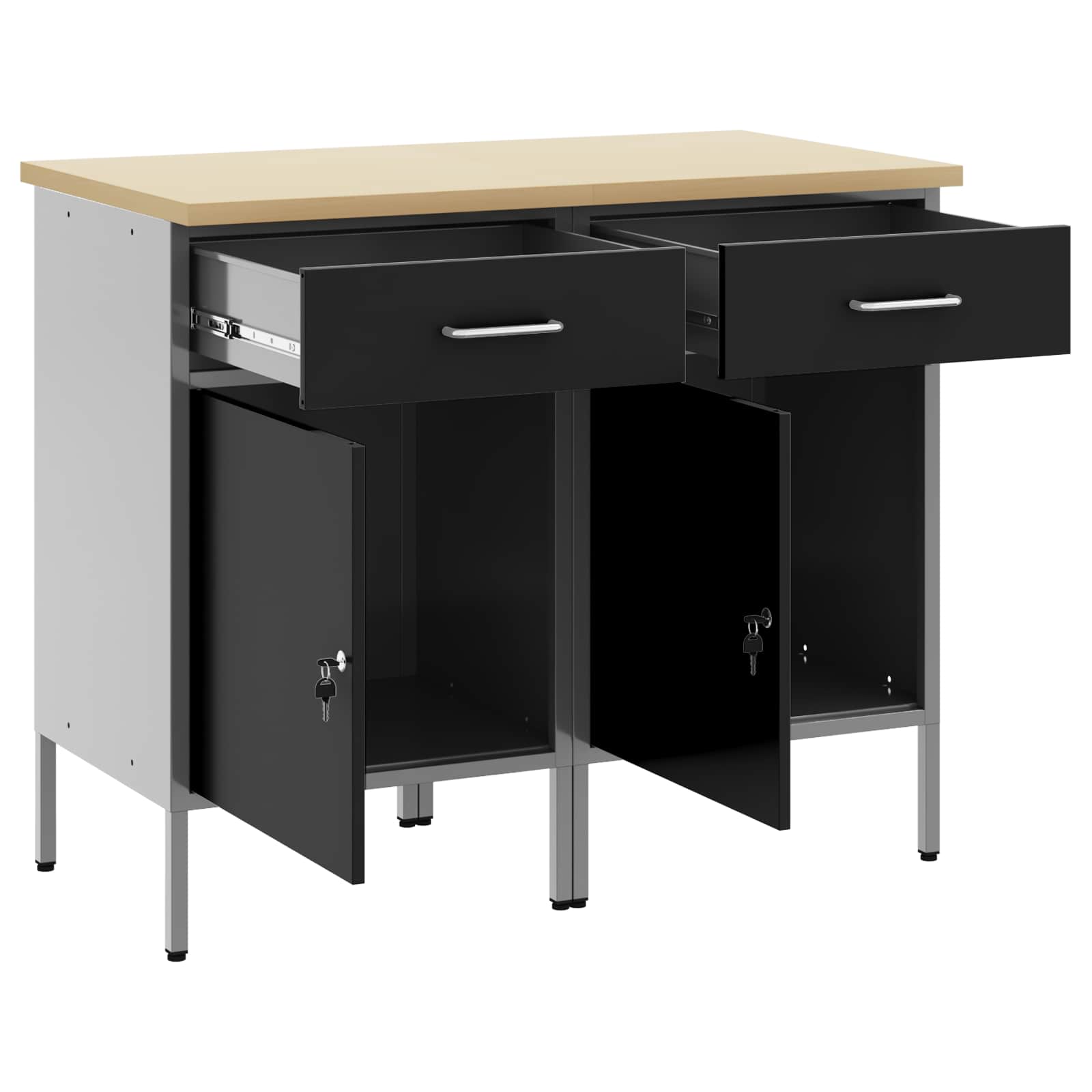 Werkbank mit Schubladen 2 pcs Rot und Grau 100 x 55 x 85 cm