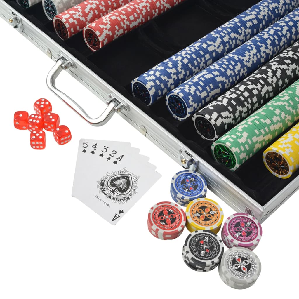 Poker Set mit 500 Laserchips Aluminium