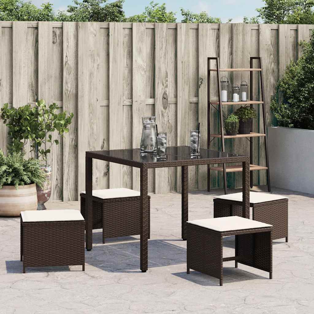 Gartenhocker mit Kissen 4 Stk. Schwarz 41x41x36 cm Poly Rattan