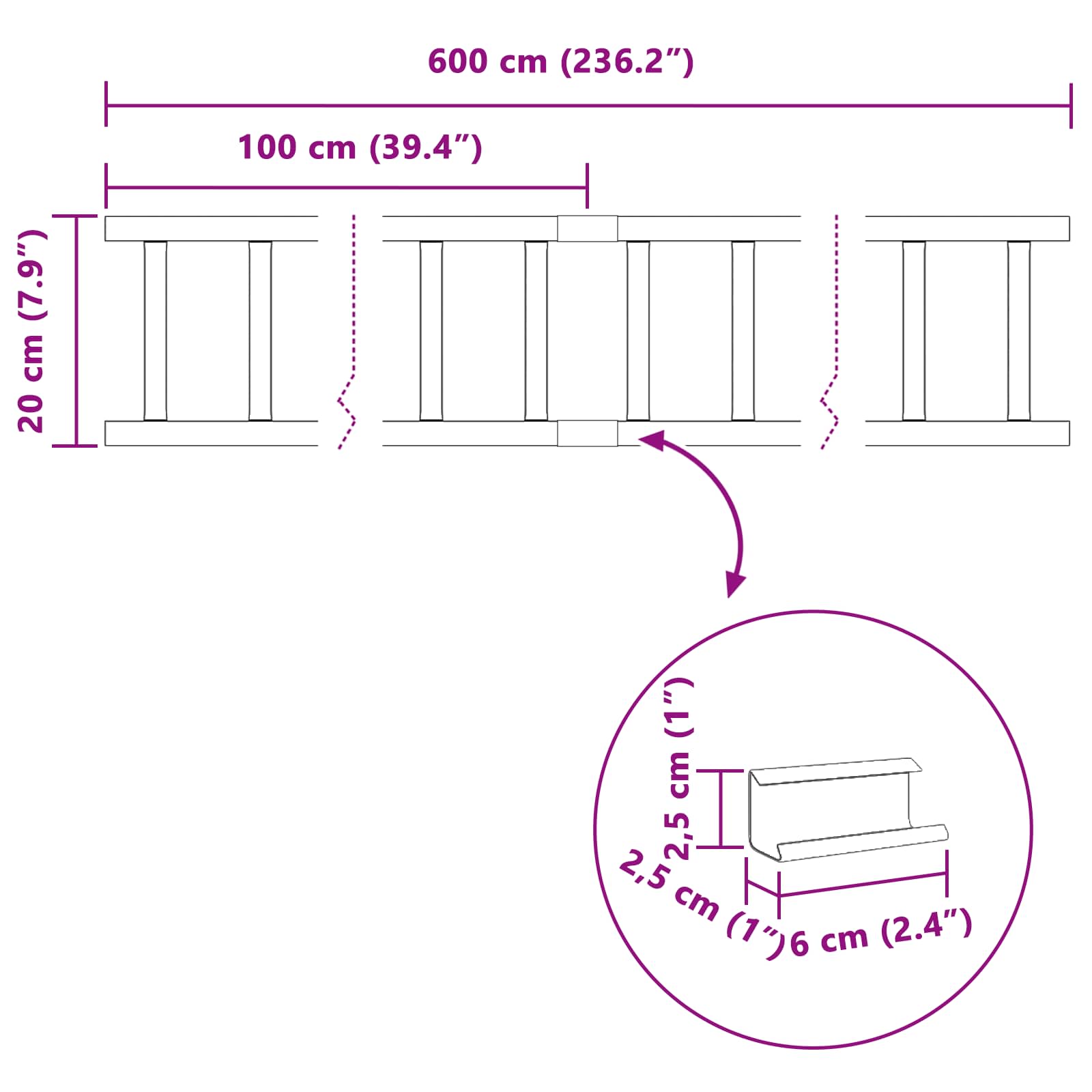 Dachschneeschild Anthrazit 100 x 2,5 x 20 cm Stahl