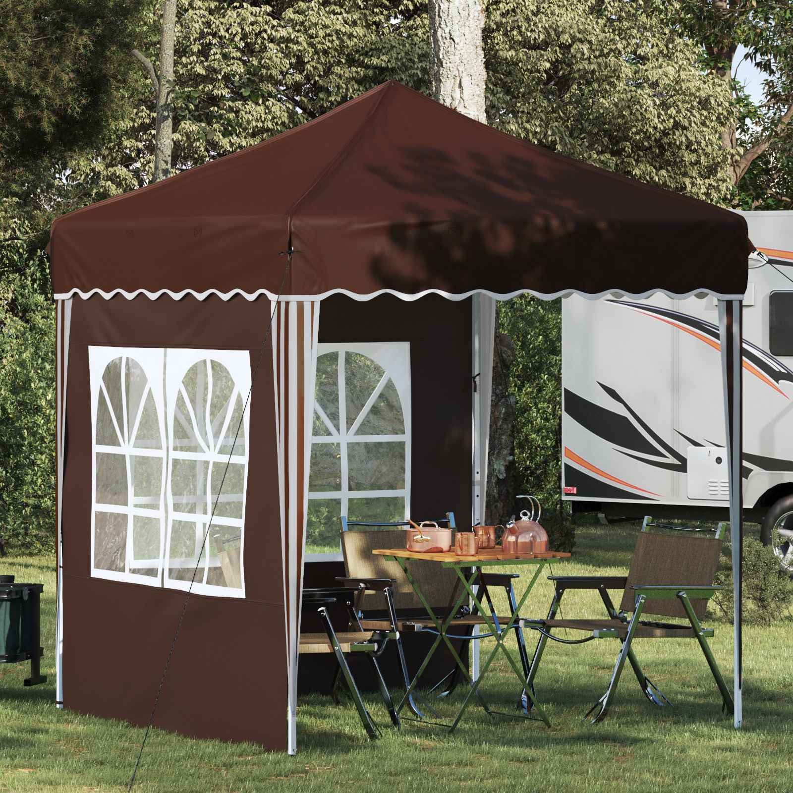 Pop-up Partyzelt 195 x 195 x 245 cm Creme Oxford-Stoff