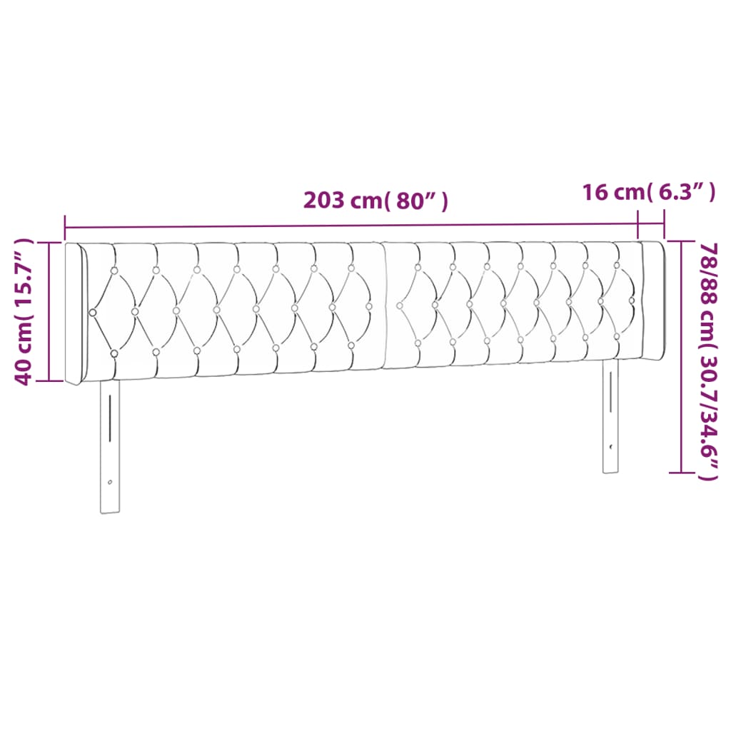 Kopfteil mit Ohren Dunkelblau 93x16x78/88 cm Samt