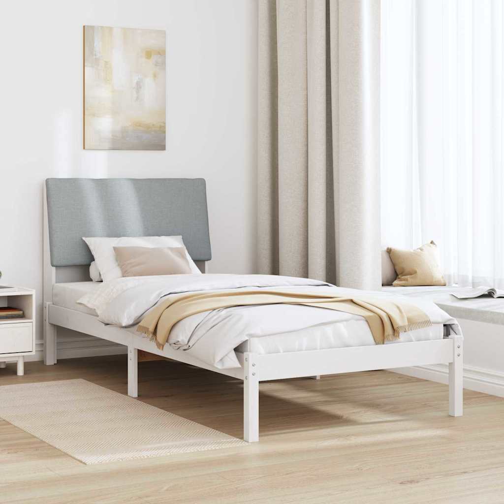 Bettgestell Braun und hellgrau 200 x 200 cm Massivholz Kiefer