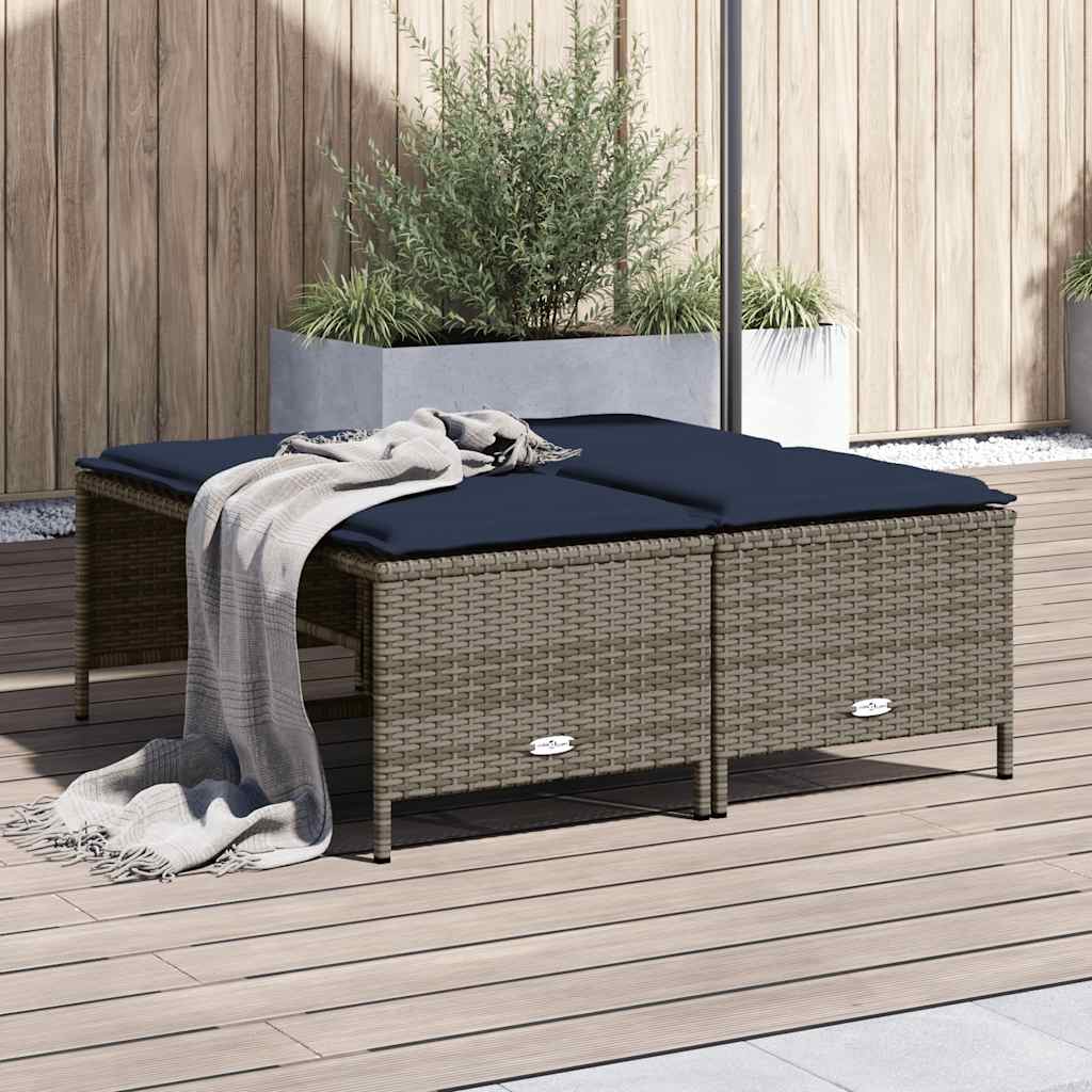 Gartenhocker mit Kissen 4 Stk. Braun Poly Rattan